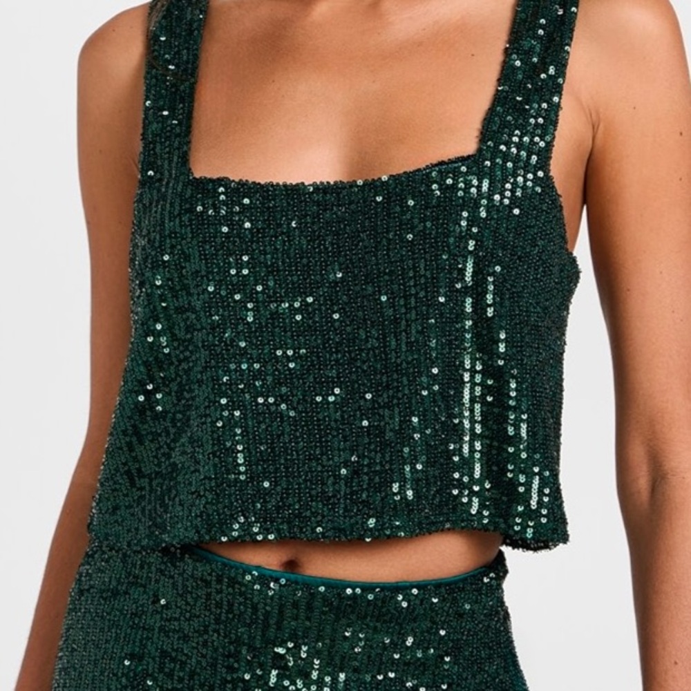 Show Me Your Mumu Tara Crop Top in Emerald, Size M